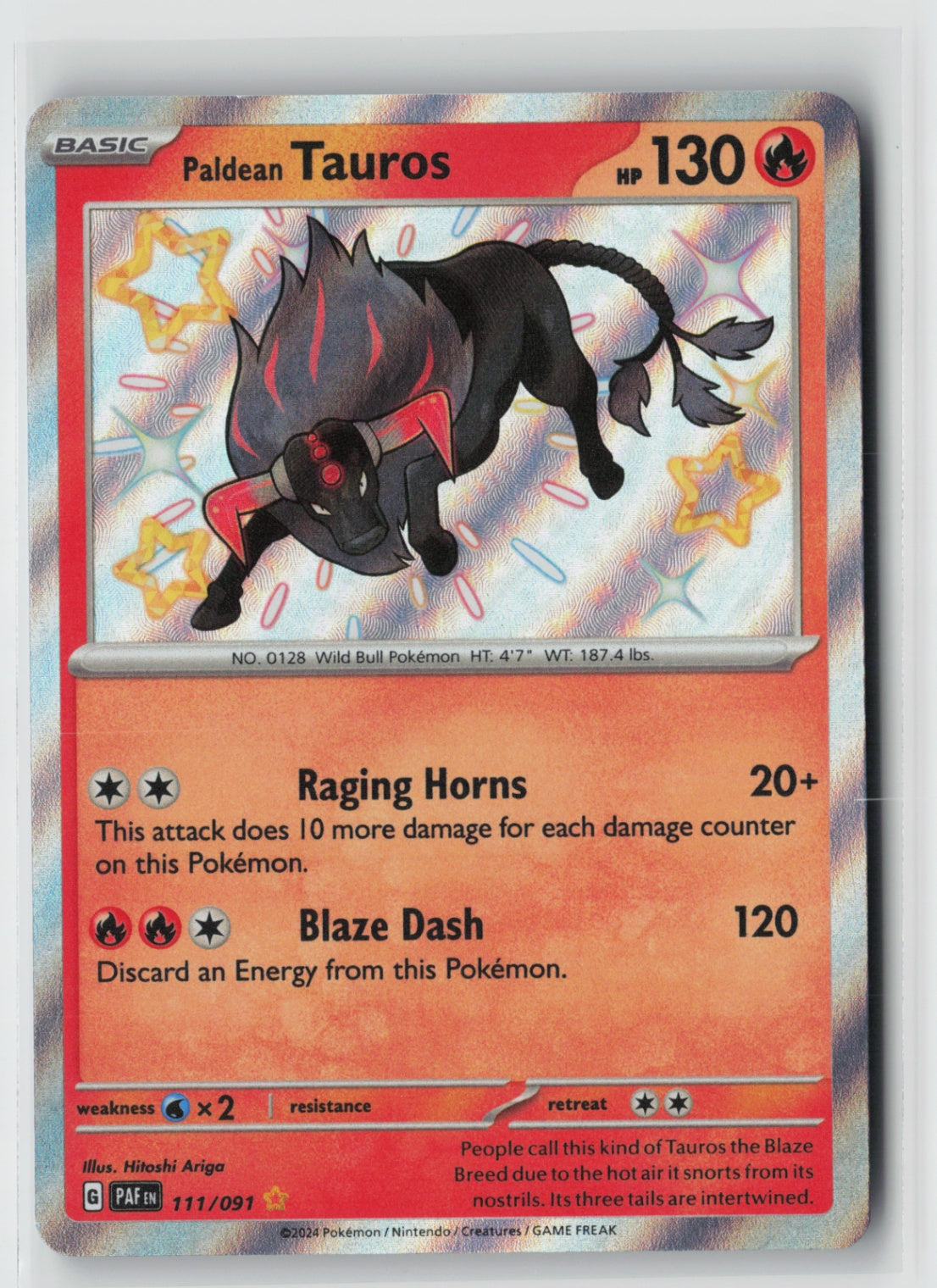 Paldean Tauros 111/091 – SV: Paldean Fates Pokémon Card NM