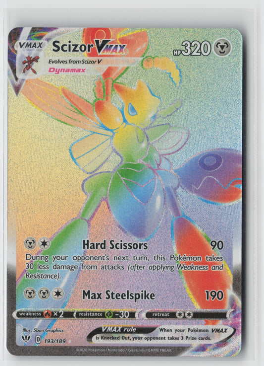 Scizor VMAX (Secret) 193/189 – SWSH03: Darkness Ablaze Pokémon Card NM
