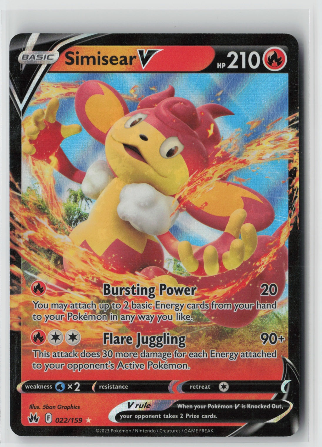 Simisear V 022/159 – Crown Zenith Pokémon Card NM