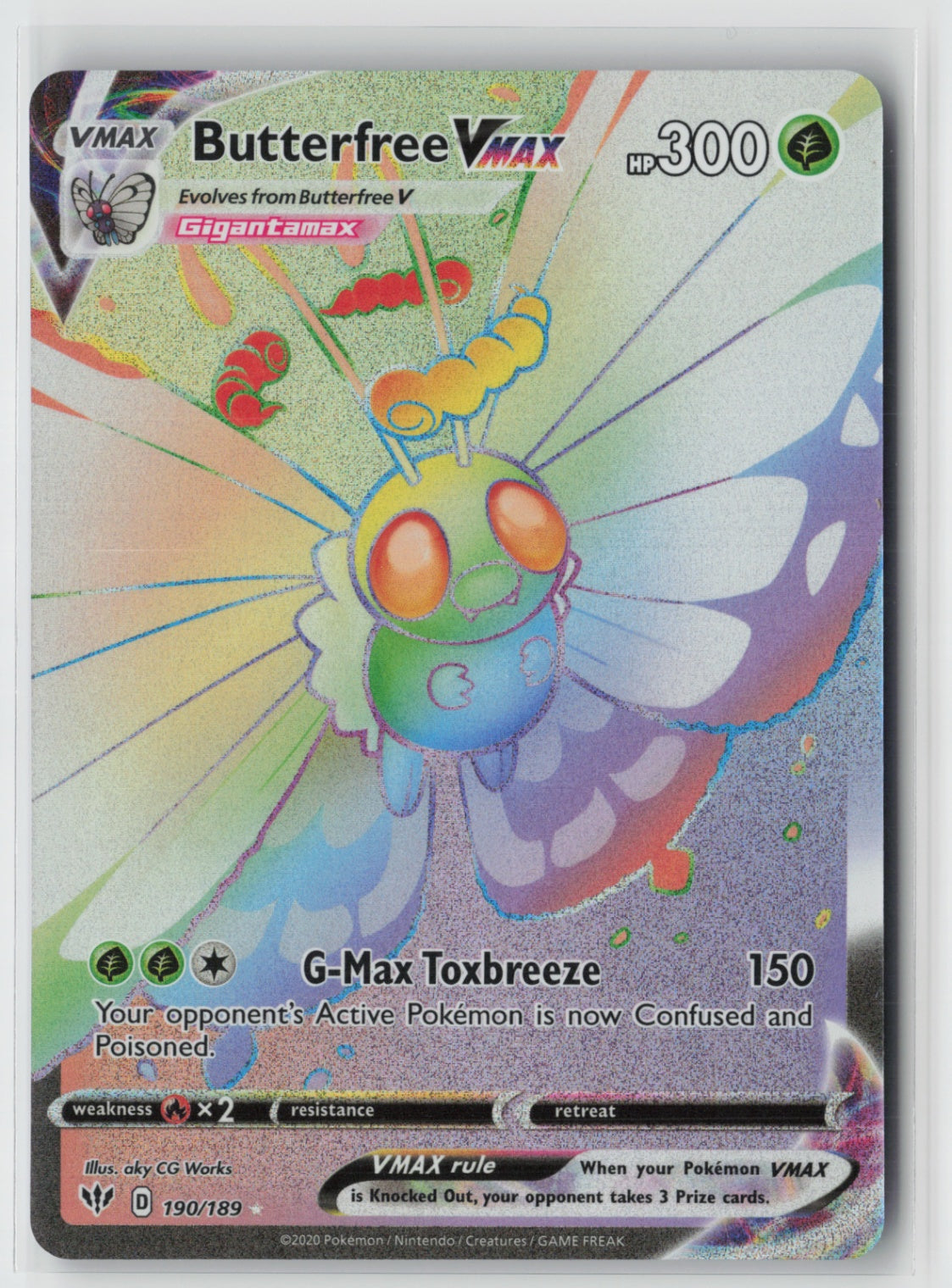 Butterfree VMAX (Secret) 190/189 – SWSH03: Darkness Ablaze Pokémon Card NM