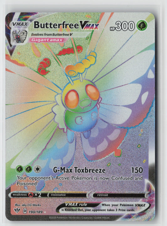 Butterfree VMAX (Secret) 190/189 – SWSH03: Darkness Ablaze Pokémon Card NM
