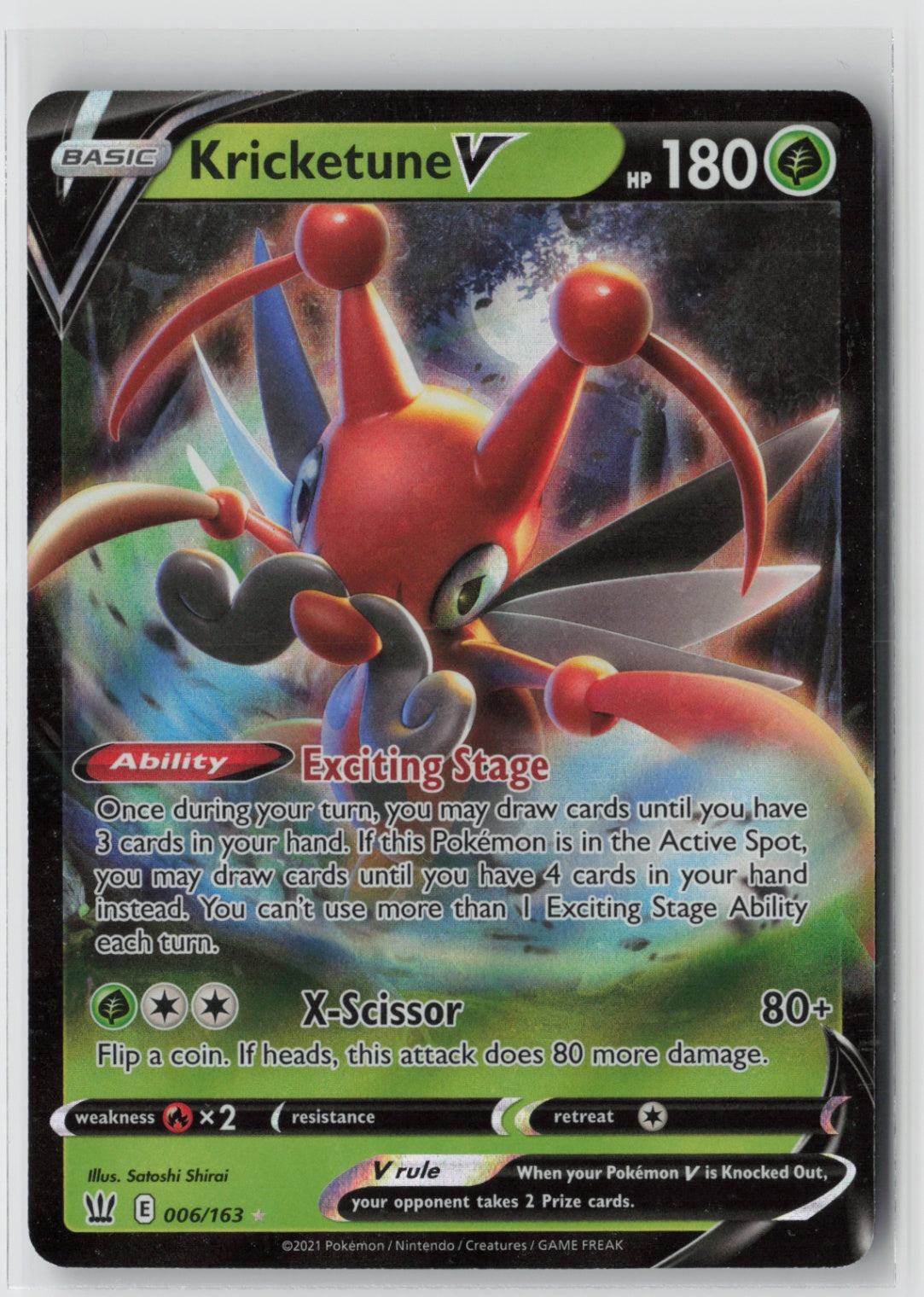 Kricketune V 006/163 – SWSH05: Battle Styles Pokémon Card NM