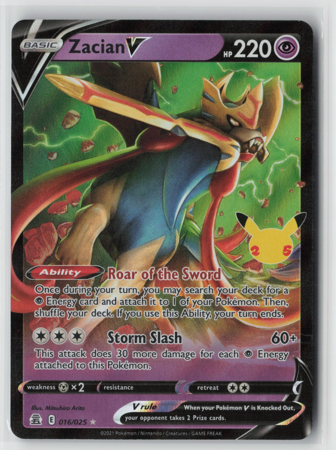 Zacian V 016/025 – Celebrations Pokémon Card NM