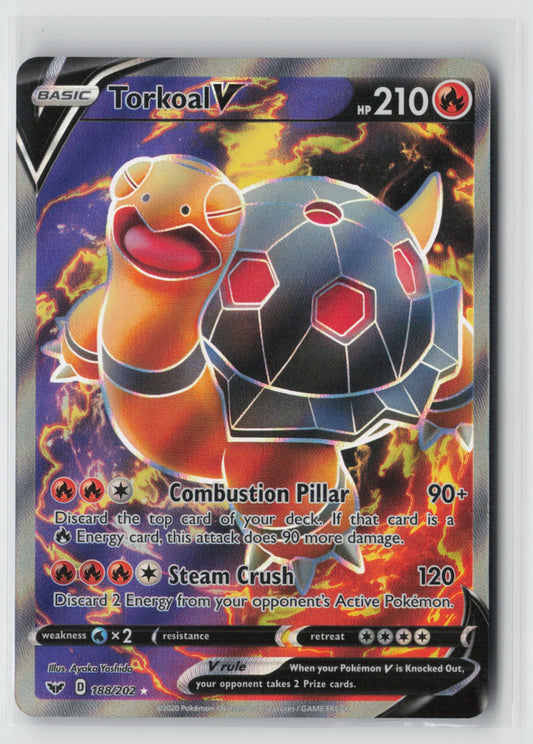 Torkoal V (Full Art) 188/202 – SWSH01: Sword & Shield Base Set Pokémon Card NM