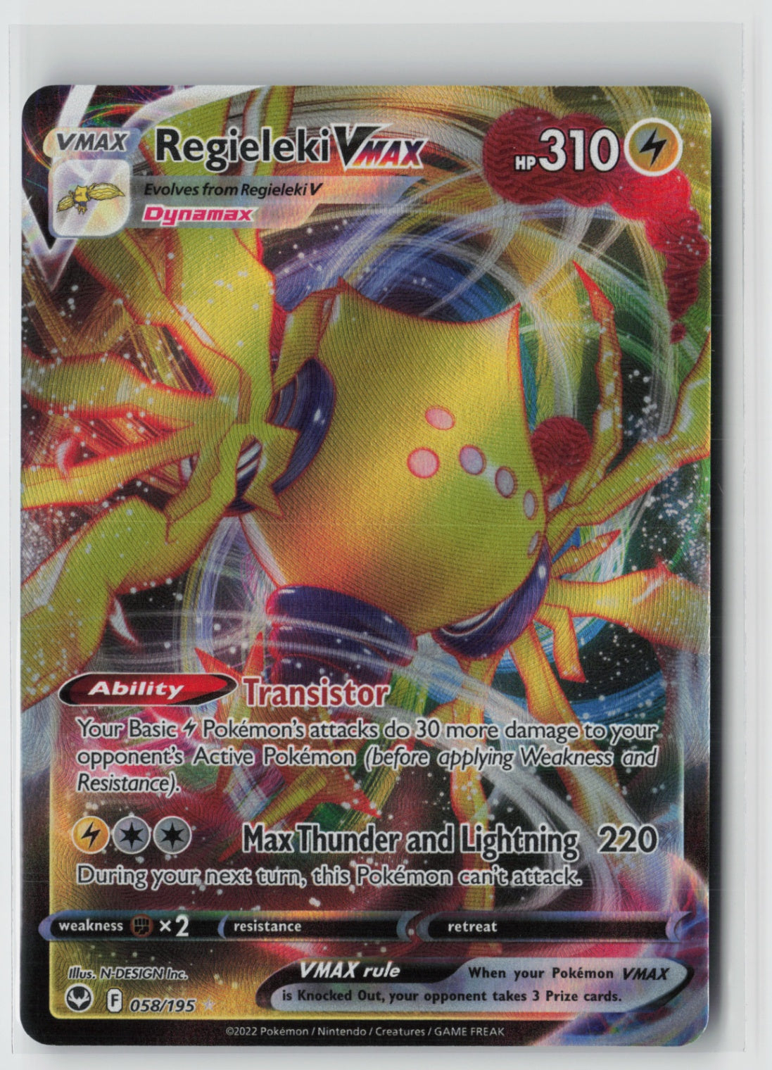 Regieleki VMAX 058/195 – SWSH12: Silver Tempest Pokémon Card NM