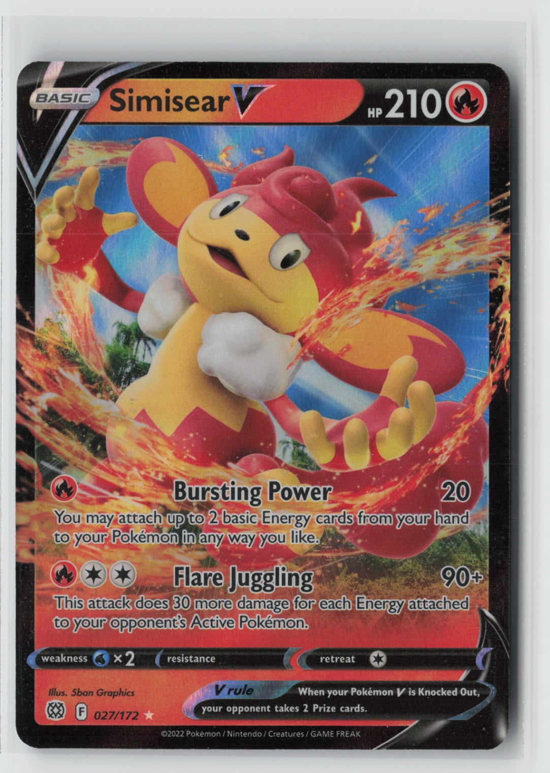 Simisear V 027/172 – SWSH09: Brilliant Stars Pokémon Card NM