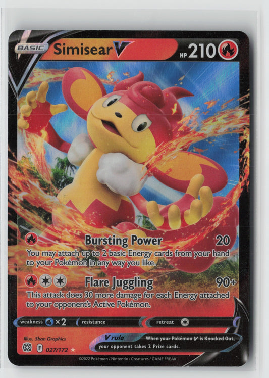 Simisear V 027/172 – SWSH09: Brilliant Stars Pokémon Card NM