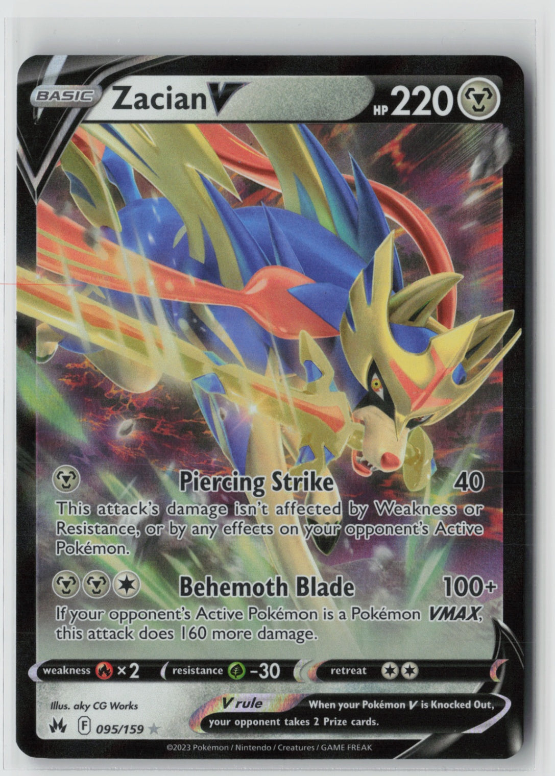 Zacian V 095/159 – Crown Zenith Pokémon Card NM