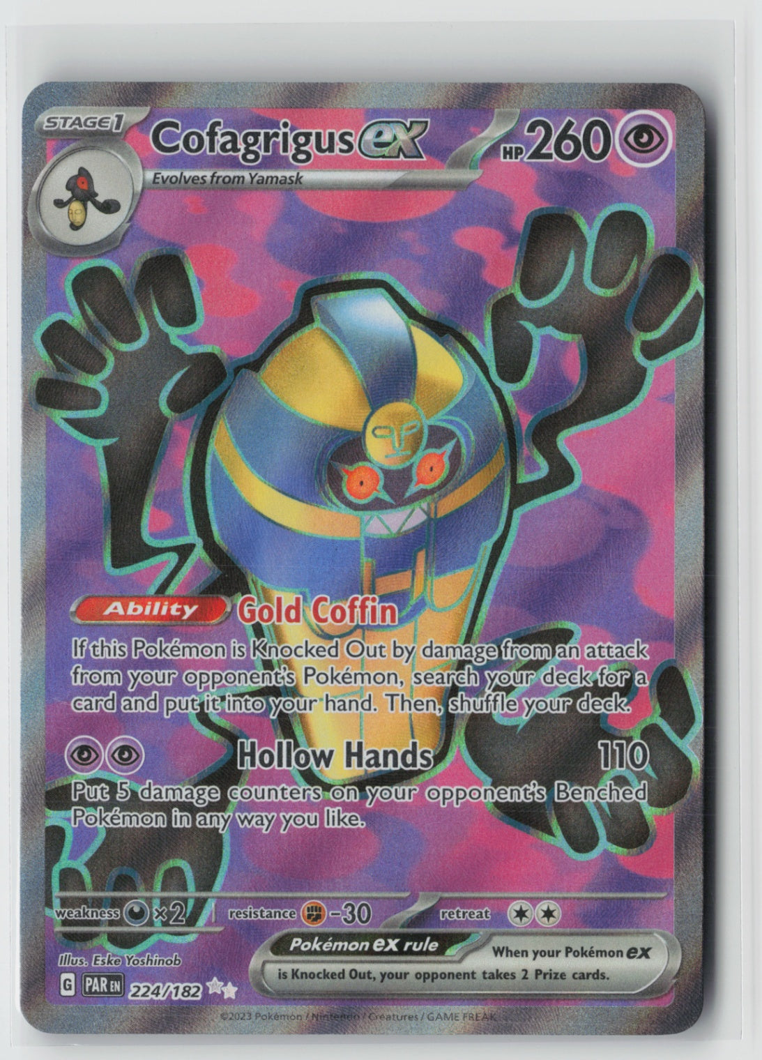 Cofagrigus ex - 224/182 – SV04: Paradox Rift Pokémon Card NM
