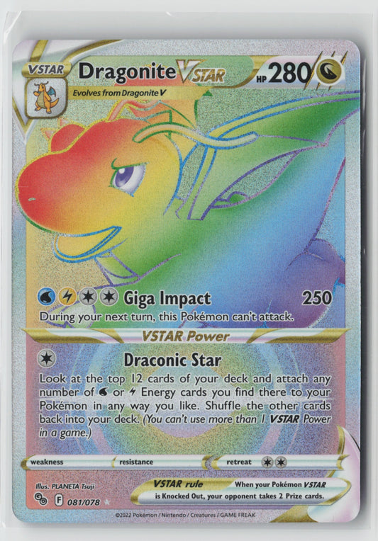 Dragonite VSTAR (Secret) 081/078 – Pokemon GO Pokémon Card NM