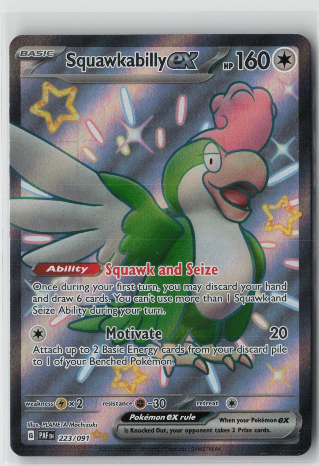 Squawkabilly ex - 223/091 – SV: Paldean Fates Pokémon Card NM