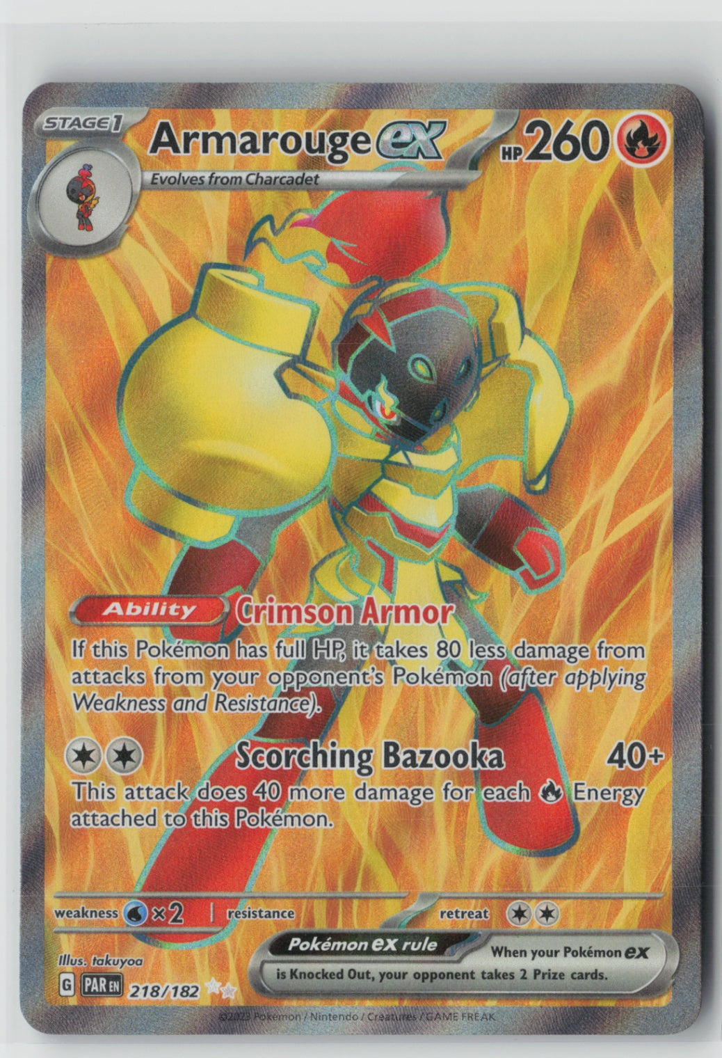 Armarouge ex - 218/182 – SV04: Paradox Rift Pokémon Card NM