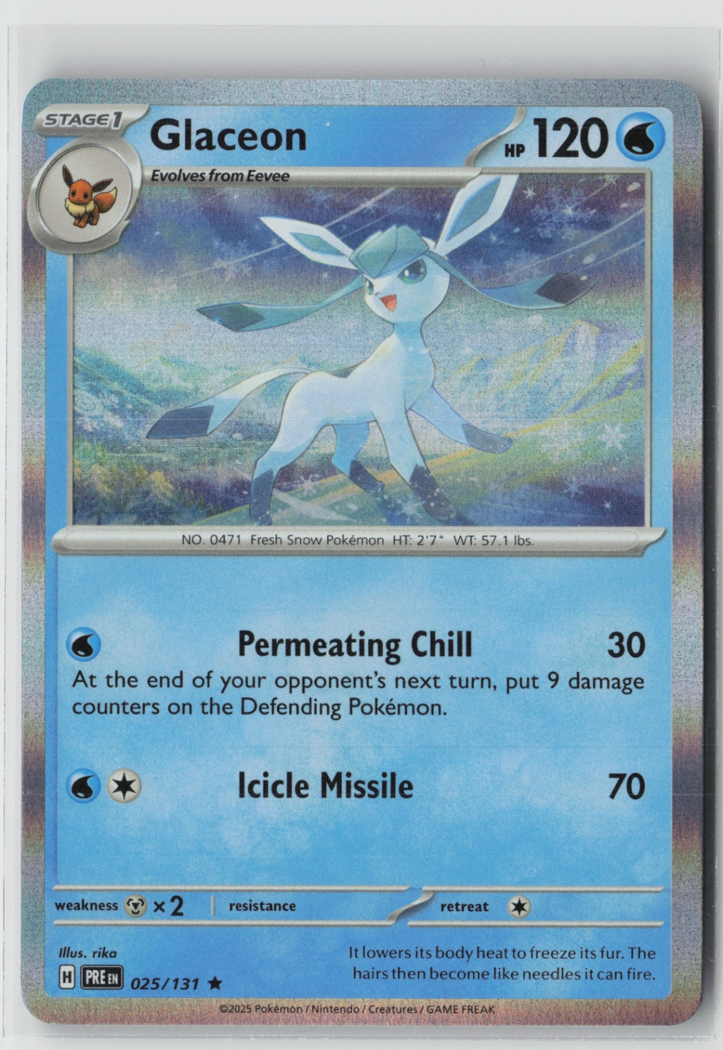 Glaceon 025/131 – SV: Prismatic Evolutions Pokémon Card NM