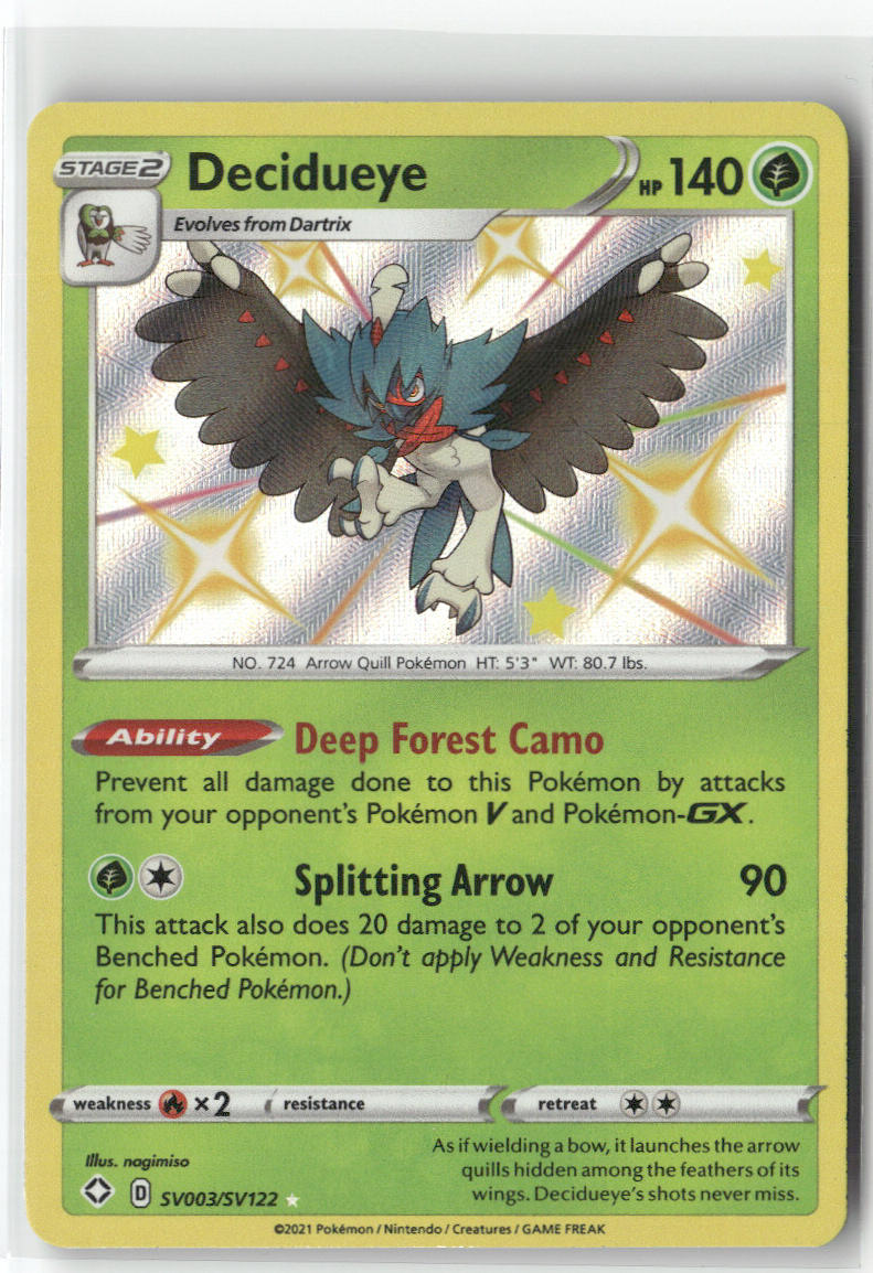 Decidueye SV003/SV122 – Shining Fates: Shiny Vault Pokémon Card NM