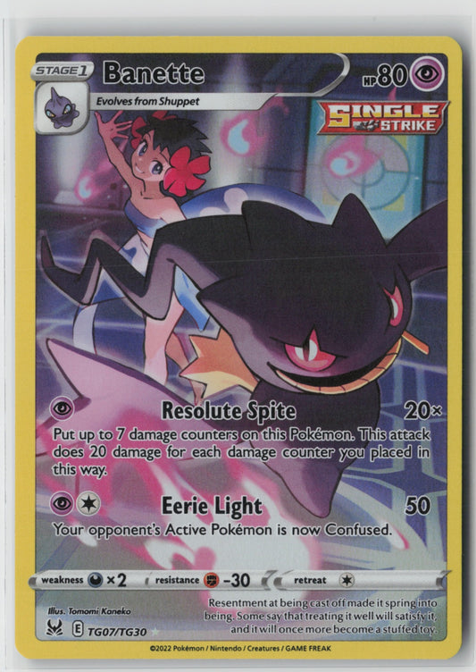Banette TG07/TG30 – SWSH11: Lost Origin Trainer Gallery Pokémon Card NM