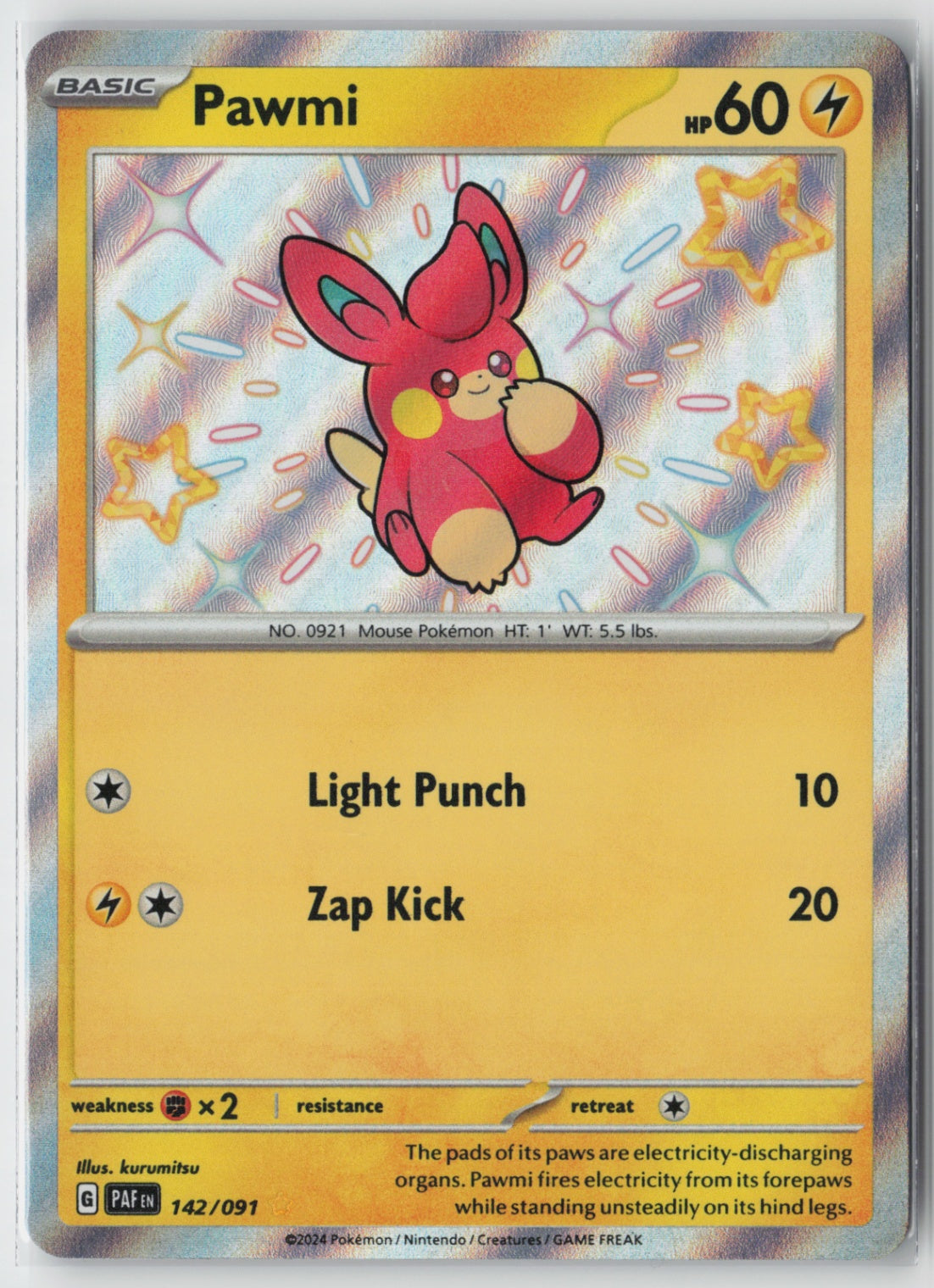 Pawmi 142/091 – SV: Paldean Fates Pokémon Card NM