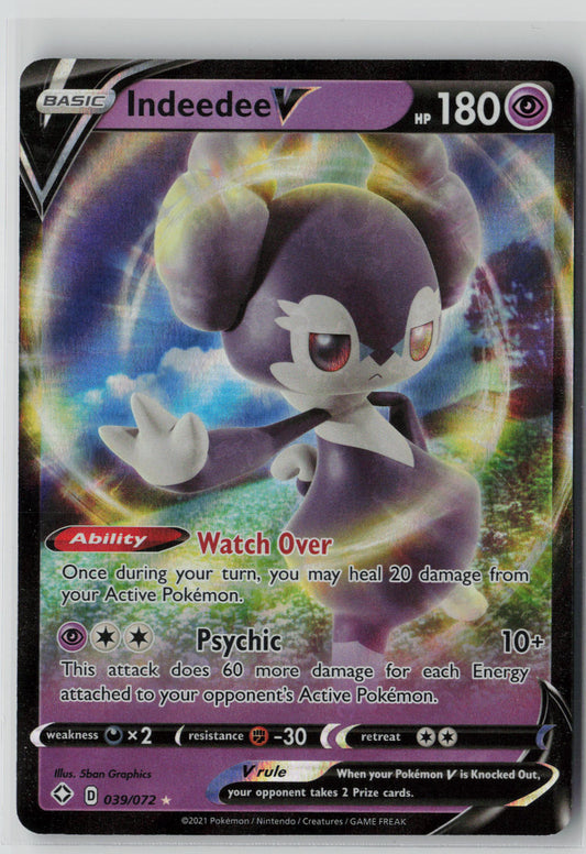 Indeedee V 039/072 – Shining Fates Pokémon Card NM
