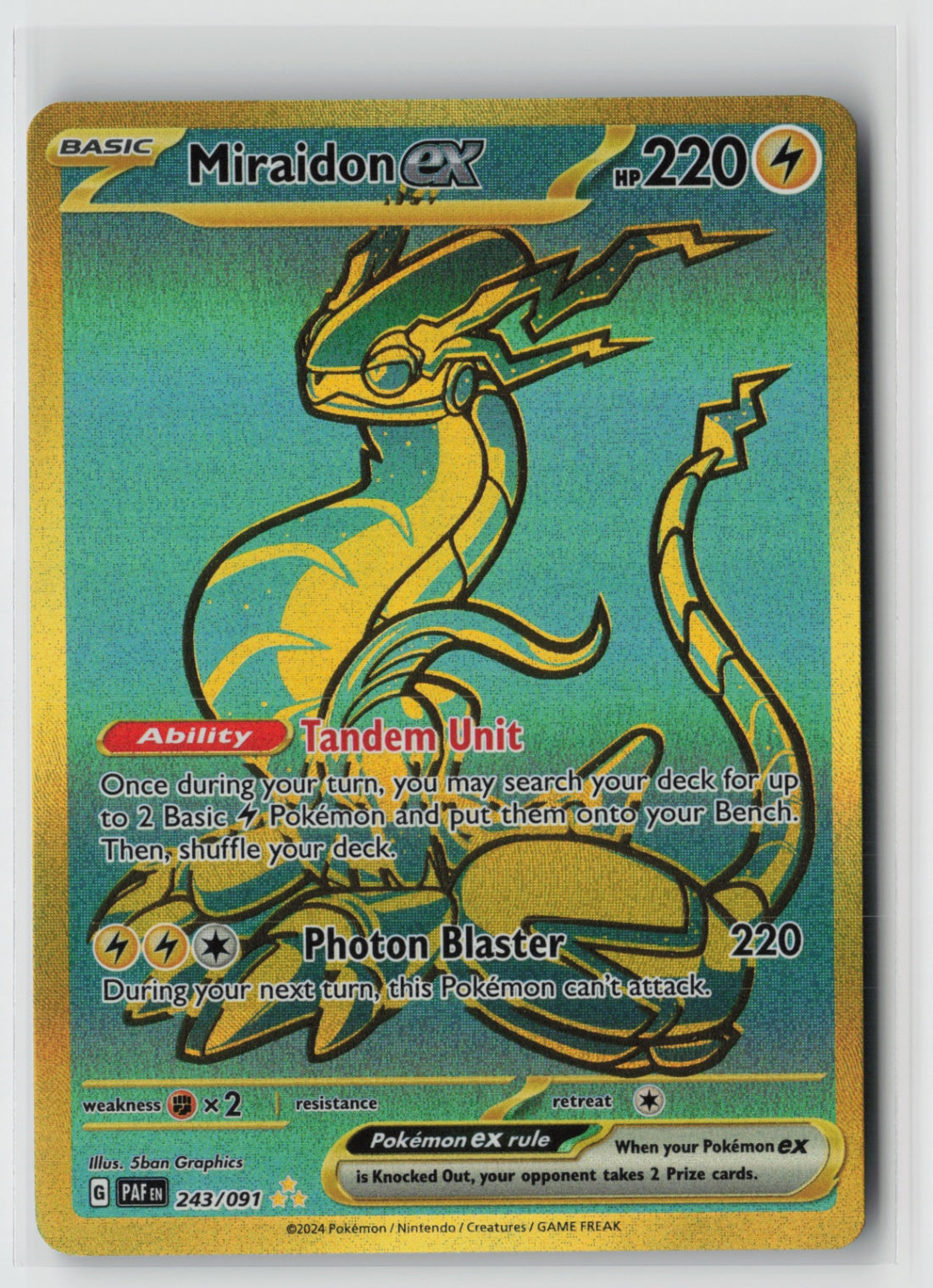 Miraidon ex 243/091 – SV: Paldean Fates Pokémon Card NM