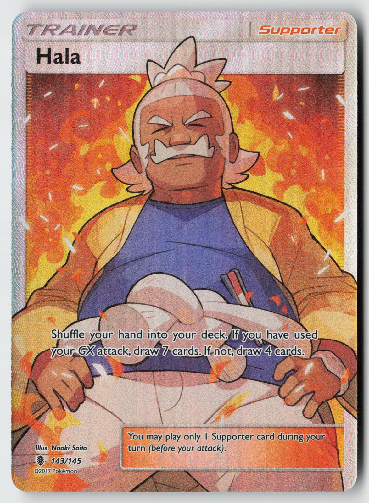 Hala (Full Art) 143/145 – SM - Guardians Rising Pokémon Card NM