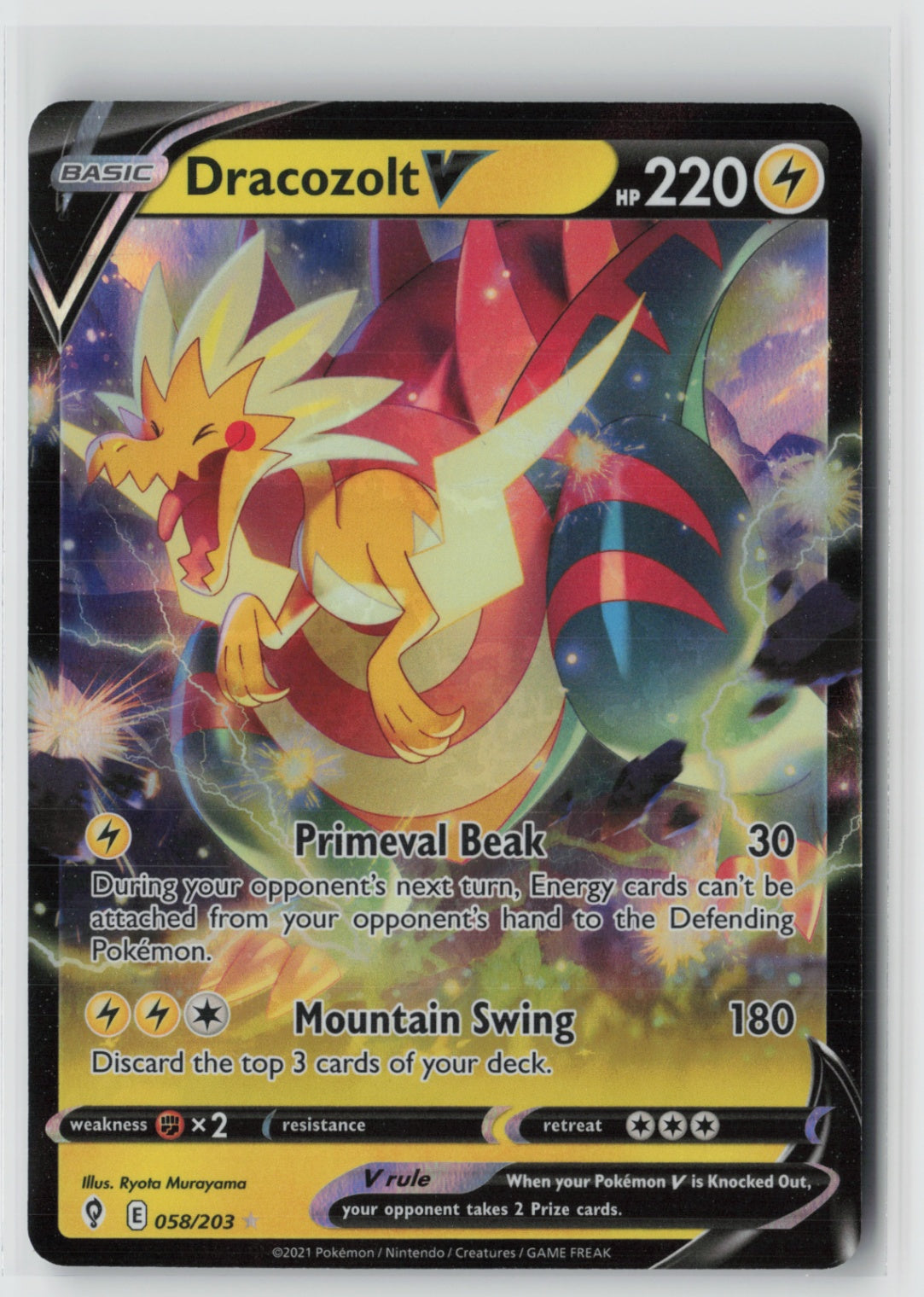 Dracozolt V 058/203 – SWSH07: Evolving Skies Pokémon Card NM