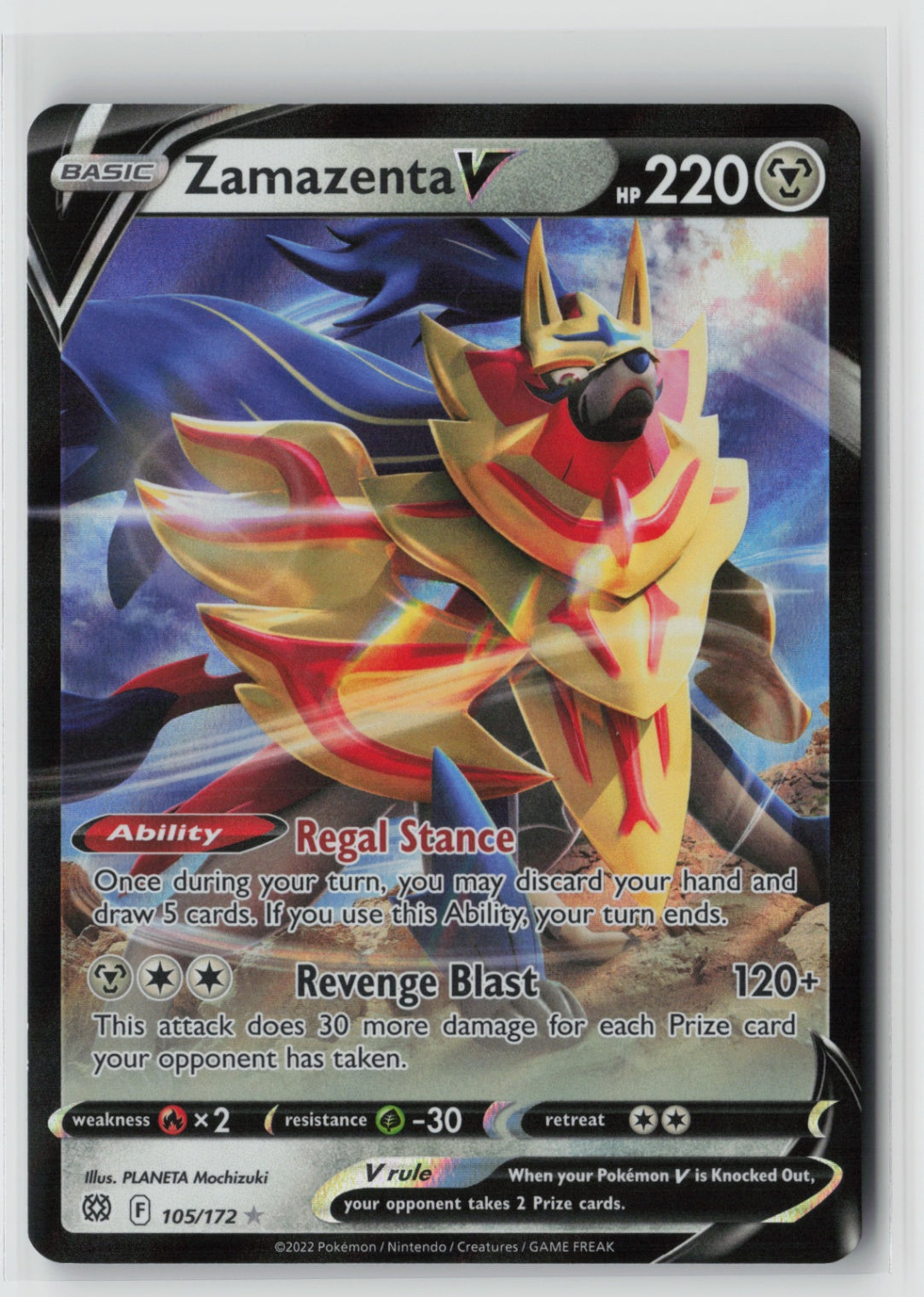 Zamazenta V 105/172 – SWSH09: Brilliant Stars Pokémon Card NM
