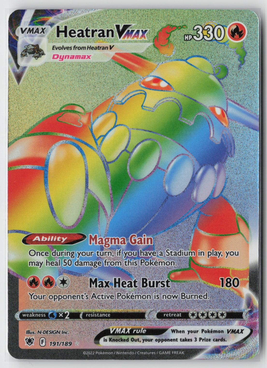 Heatran VMAX (Secret) 191/189 – SWSH10: Astral Radiance Pokémon Card NM