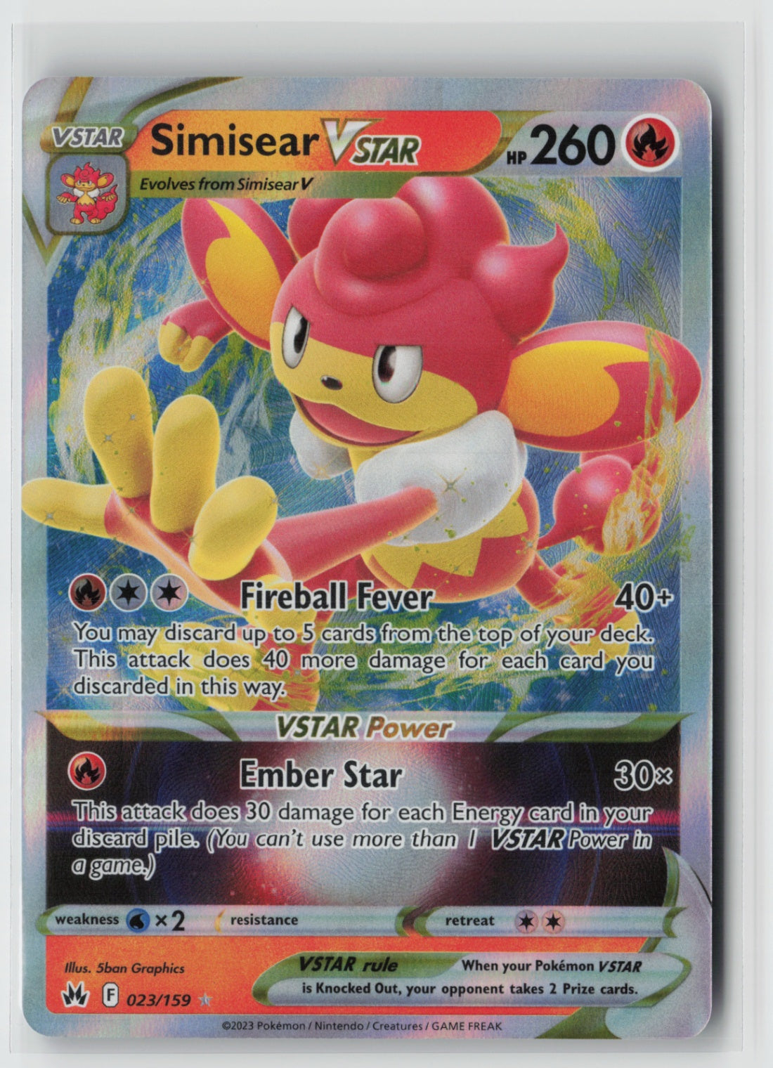 Simisear VSTAR 023/159 – Crown Zenith Pokémon Card NM